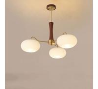 ksxnkhk Mid Century Modern Milk Glass Chandelier Semi Flush Mount Ceiling Light Farmhouse Rustic Wood Hanging Pendant Light Round Sputnik Large Chandelier for Dining Room Living Room Bedro