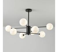 ksxnkhk Mid Century Modern Sputnik Chandelier Black White Milk Moon Vintage Semi Flush Mount Chandelier Industrial Rustic Ceiling Light for Bedroom Kitchen Island Living Room Dining Room