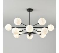 ksxnkhk Mid Century Modern Sputnik Chandelier Black White Milk Moon Vintage Semi Flush Mount Chandelier Industrial Rustic Ceiling Light for Bedroom Kitchen Island Living Room Dining Room