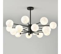 ksxnkhk Mid Century Modern Sputnik Chandelier Black White Milk Moon Vintage Semi Flush Mount Chandelier Industrial Rustic Ceiling Light for Bedroom Kitchen Island Living Room Dining Room