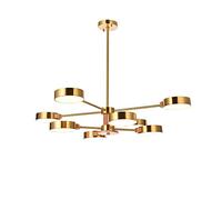 ksxnkhk Modern 8-Lights Round Acrylic Chandelier Vintage Adjustable Brass During Light Classic Wood Decor Ceiling Lamp for Kitchen Farmhouse Hallway-Copper Tricolor Light 8t