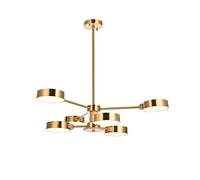 ksxnkhk Modern 8-lights Round Acrylic Chandelier Vintage Adjustable Brass During Light Classic Wood Decor Ceiling Lamp For Kitchen Farmhouse Hallway-Copper tricolor light 6t(Copper Light-6