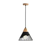 ksxnkhk Modern Chandelier, Creative Lighting Nordic Modern Iron Chandelier Simple Restaurant Living Room Bedroom Study Pendant Light Wood Cone Iron Hanging Lamp Chandelier Black/White Inte