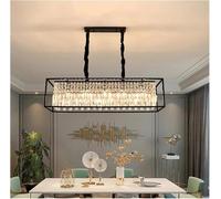 ksxnkhk Modern Crystal Chandelier Black/Gold Haning Lamp for Dining Room Luxury Home Decor Kitchen Island Lighting Led Rectangle Light Kitchen Island(Black,Long)