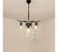 ksxnkhk Modern Crystal Pendant Chandelier - 4-Head Flush Mount Ceiling Light, Elegant Luxury Fixture for Living Room, Bedroom, Dining Room & Office, Black & Warm White Finish