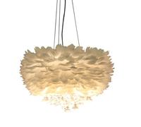 ksxnkhk Modern Feather Chandelier with Crystal Pendant White Feather Light Fixture Romantic Feminine Chandelier for Bedroom Girls Room Fluffy Cloud Pendant Light - 15.7"