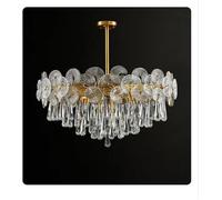 ksxnkhk Modern LED All Copper Lotus Ceiling Chandeliers K9 Luxury Crystal Living Dining Room Pendent Lamp Home Decor Hanging Light Vintage Chandeliers(Cold Light,D80CM)