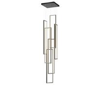 ksxnkhk Modern Long/Large Chandelier High Ceiling,LED 4/6-Light Pendant Light Warm White,Adjustable Height,Black Aluminum Frame,Hanging Ceiling Light for Dining room Villa Stair(80