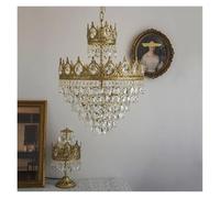 ksxnkhk Modern Luxury Chandelier LED Crystal V-intage French Pendant Light Compatible with Living Bedroom Gold Crown Lamp Indoor Lighting,Luxury