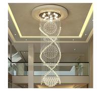ksxnkhk Modern Luxury K9 Spiral Crystal Chandelier,Large Round Raindrop Chandeliers Flush Mount Ceiling Light Fixtures for High Ceilings, Staircase, Foyer, Entryway, Chandelier