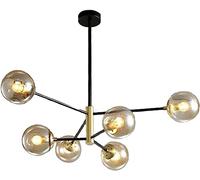 ksxnkhk Modern Sputnik Chandelier Black,6-Lights Semi Flush Mount Ceiling Light for Living Room Bedroom Dining Room Kitchen Office Foyer,E27 Base-Black 1 6t