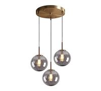 ksxnkhk Nordic 3-Light Pendant Lamp Ø15cm - Modern Simple Globe Crystal Ceiling Light, E14 Chandelier Decor for Loft, Smoky Gray - Stylish Hanging Fixture for Home