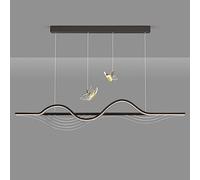 ksxnkhk Nordic Classical Butterfly Gold Hanging Chandelier Warm White Dimming LED Pendant Bar Light 36W Nordic Modern Black Long Strip Linear Ceiling Chandelier For Dining Room Kitchen Liv