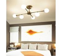 ksxnkhk Nordic Metal Chandelier Bedroom Led Lustre Design Art Retro Brass Molecule Living Room Glass Ball Chandelier Easy to Install(6 Heads)
