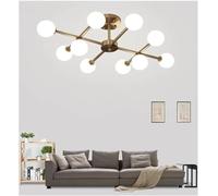 ksxnkhk Nordic Metal Chandelier Bedroom Led Lustre Design Art Retro Brass Molecule Living Room Glass Ball Chandelier Easy to Install(10 Heads)