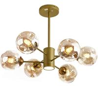 ksxnkhk Nordic Sputnik Chandelier 16-Lights Magic Bean Molecular Chandelier Mid Century Globe During Ligh Fixture for Living Room Restaurant Kitchen Island-Black and Brown Lampshade 6 Ligh