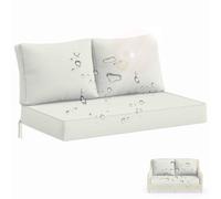 ksxnkhk Outdoor Loveseat Cushions Waterproof, Sofa Replacement 46x26, 2 Seat Love Cushion with Ties and Removable Cover, Deep Couch for Patio Furniture, White