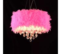 ksxnkhk Pink Feather Chandelier with Crystal Pendant Modern Feather Light Fixture Romantic Feminine Chandelier for Bedroom Girls Room Fluffy Cloud Pendant Light - 19.6"