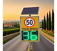 ksxnkhk Radar Feedback Sign,Solar Powered Your Speed LED Display Sign,Road Warning Solar Limit Sign Display, Remote Control Adjustable 60x90