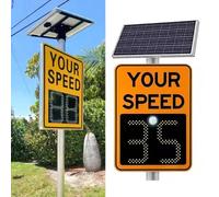 ksxnkhk Solar Powered Radar Speed Detector, 2 Digital Led Vehicle Display Sign Traffic Road Warning Sign, Rust Proof Aluminum, Adjustable Speed(B,60 * 90cm)