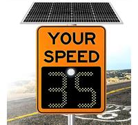 ksxnkhk Solar Powered Radar Speed Limit Sign - LED Feedback Sign,Road Warning Sign,20×27in/24×35in Traffic Signs,LED Board 3DigitDisplayOrange-60×90cm/24×35in