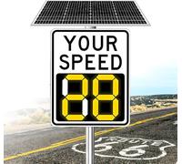 ksxnkhk Solar Powered Radar Speed Limit Sign - LED Feedback Sign,Road Warning Sign,20×27in/24×35in Traffic Signs,LED Board 3DigitDisplayWhite-60×90cm/24×35in