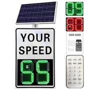 ksxnkhk Solar Powered Radar Speed Limit Sign with Accessories, Flashing LED Road Warning Feedback Detector Traffic Vehicle Display, Rust Free Aluminum, Adjustable Kilometers/Miles