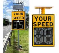 ksxnkhk Solar Powered Speed Display Radar Sign, 20"x27"/24"x35" Road Limit Sign Traffic Safety Yellow Warning Signage with Accessories(Yellow,50 * 70cm)