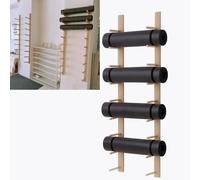 ksxnkhk Solid Wood Wall Mount Yoga Mat Holder 2-9 Layer, Black White Gold Foam Roller Storage Rack For Gym 16-61 In, Shelfs 1 2 3 4 Pcs