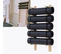 ksxnkhk Solid Wood Wall Mount Yoga Mat Holder 2-9 Layer, Black White Gold Foam Roller Storage Rack For Gym 16-61 In, Shelfs 1 2 3 4 Pcs