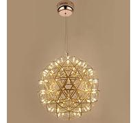 ksxnkhk Spark Ball Chandelier,Modern Firework LED Pendant Hanging Lamp, Adjustable Stainless Steel Round Ceiling Light for Dining Room, Living Room, Bedroom, Kitchen Island, Cafe,Silver 20