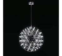 ksxnkhk Spark Ball Chandelier,Modern Firework LED Pendant Hanging Lamp, Adjustable Stainless Steel Round Ceiling Light for Dining Room, Living Room, Bedroom, Kitchen Island, Cafe,Silver 20