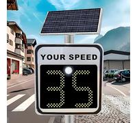 ksxnkhk Speed Display Radar Traffic Warning Sign,24"×24" Solar LED Variable Limit Sign Vehicle Feedback Signage for Roadway Safety,Solar Powered 2DigitDisplay-White