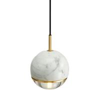 ksxnkhk Spherical Glass Pendant Light Linear Barn Chandelier Modern Marble G9 Lighting Height Adjustable Brass Hanging Lamp, for Bedroom