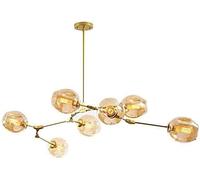 ksxnkhk Sputnik Molecules Chandeliers, E27 Vintage Industrial Branches Adjustable Chandelier Lighting with Handblown Glass Globe Lampshade-Golden-5 Lights Smoke Gray,Size Name:Transparent