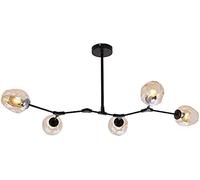 ksxnkhk Sputnik Molecules Chandeliers, E27 Vintage Industrial Branches Adjustable Chandelier Lighting with Handblown Glass Globe Lampshade-Golden-5 Lights Smoke Gray,Size Name:Transparent