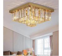 ksxnkhk Square Design Gold Ceiling Chandelier For Living Room Modern Home Decor Crystal Light Fixture Luxury Bedroom Led Cristal Lustre(NON dimm warm light,L100xW100xH35cm)