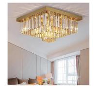 ksxnkhk Square Design Gold Ceiling Chandelier For Living Room Modern Home Decor Crystal Light Fixture Luxury Bedroom Led Cristal Lustre(NON dimm warm light,L100xW100xH35cm)