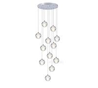 ksxnkhk Stair Crystal Chandelier,Large Villa Chandelier Adjustable,Modern Raindrop Pendant Light Stainless Steel Base,G4 Bulb,Mid Century Long Ceiling Light for Dining Room Foyer,