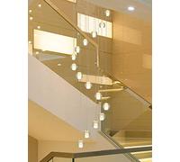 ksxnkhk Stair Exquisite home chandelier, 16 Glass Balls, Restaurant, Double Storey, Bar, Villa, Creative Light, Simple Staircase, Modern Long Spiral Exquisite home chandelier, 50X200cm Sma