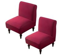 ksxnkhk Stretch Armless Chair Slipcover, Soft Accent Cover Removable Washable Slipper with Elastic Bottom for Living Room Hotel-Wine red-2 Piece