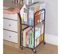 ksxnkhk Table Side Book Cart, Rolling Bookshelf Cart with Lockable Wheels, Moveable Bookcase for Home Office Library Living Room Bedroom