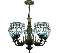 ksxnkhk Tiffany Style Ceiling Lights, Mediterranean Crystal Chandelier Modern Style Tiffany Creative Stained Glass Shade Ceiling Light Living Dining Room Decoration Lighting