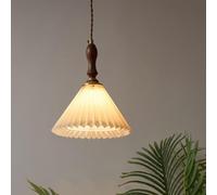 ksxnkhk V-intage Pleated Fabric Fine Chandelier Restaurant Dining Table Log Brass Lighting Fixtures Japanese Light Luxury Art Lighting Adjustable Hanging Lamp,Chandelier Lamp