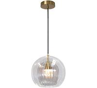 ksxnkhk Western Restaurant Dining Table Bar,Creative Individual Double-Glazed Chandeliers,Modern Designer Bronze Ball Chandeliers,E27 Nordic Brass Glass Jellyfish Chandeliers-Copper 25cm