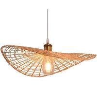 ksxnkhk Woven Chandelier - Lamp Shade 1-Pack Wicker Beige Finish Lantern Pendant Light E27 Base - Antique Ceiling Lamp Weave Wicker Lighting, Chandelier(45CM)