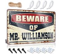 KSXS Coffee Sign Decor Beware of Mr. Williamson Tin Sign Tin Sign Wall Decor Bar Wall Decor(20X30CM)