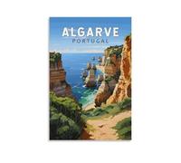 KSYWVCSO Algarve Portugal Retro Travel Posters Canvas Aesthetic Wall Art Modern Home Decor for Bedroom Living Room 20x30inch(50x75cm) Unframe-style