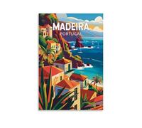 KSYWVCSO Madeira Retro Travel Posters Canvas Aesthetic Wall Art Modern Home Decor for Bedroom Living Room 12x18inch(30x45cm) Unframe-style