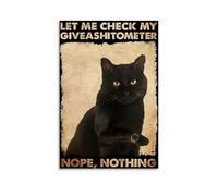 KSYWVCSO My Giveashitometer Nope Nothing Vintage Black Cat Poster, Funny Cat Posters Canvas Aesthetic Wall Art Modern Home Decor for Bedroom Living Room 12x18inch(30x45cm) Unframe-style